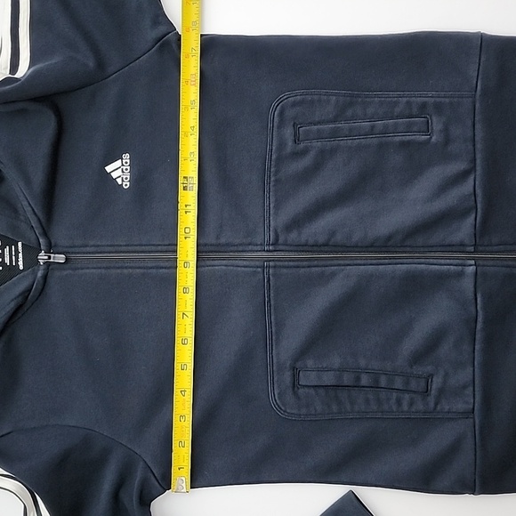 Adidas Women's Navy White Full  Zip Hoodie 3 Stripes Pockets Size Medium - Picture 13 of 13